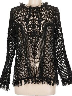 Kobi Halperin Neiman Marcus Cotton Knit Lace Crotchet Top XL